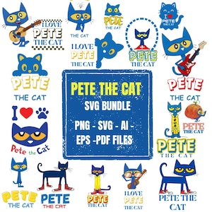 Pete le chat svg, Pete le chat Cricut Vector Bundle, pete le chat personnages bricolage, fichier de coupe pour la silhouette Cricut, Pete le chat