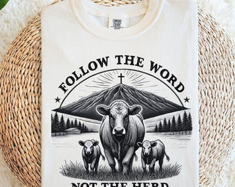 Christian Western Cow Graphic Tee: Isaiah Verse, Comfort Colors Shirt