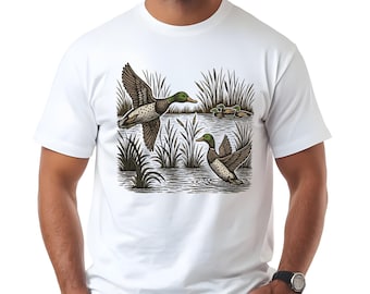Vintage Mallard Duck T-Shirt, Retro Waterfowl Art, Hunting Gift