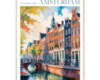 Slate and Script 'Amsterdam' Mounted Framed Print