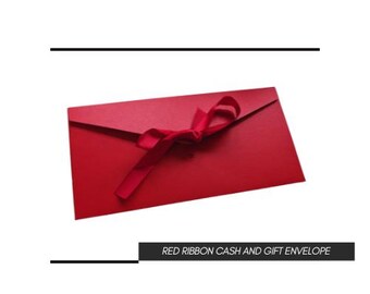 Personalised Luxury Red Cash gift envelope with Ribbon tie.