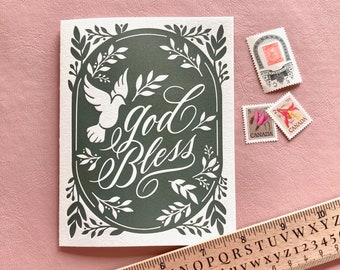 God Bless Dove Letterpress Greeting Card