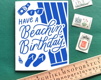 Beachin' Birthday Letterpress Greeting Card