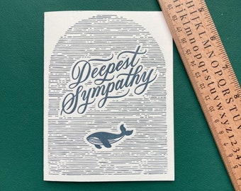 Deepest Sympathy Whale Letterpress Greeting Card