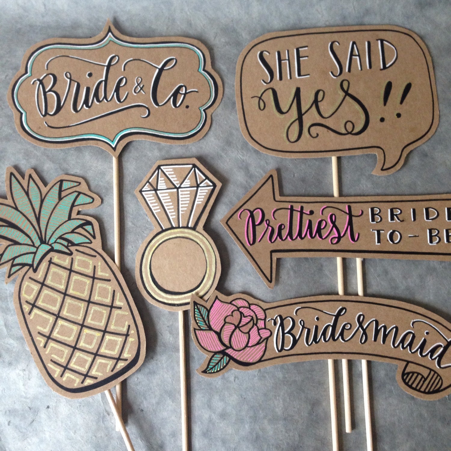 Bridal Shower Photo Prop Set of 11 Pieces POSECARDS™ Etsy UK