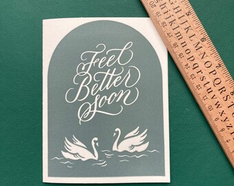 Feel Better Soon Swan Letterpress Greeting Card