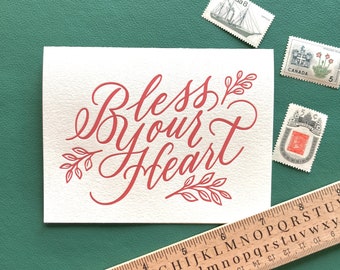 Bless Your Heart Letterpress Greeting Card