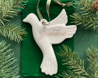 Customizable Porcelain Peace Dove Christmas/Memorial Ornament