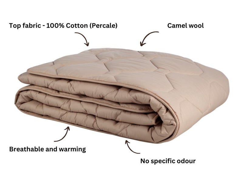Luxurious camel wool blanket, 100% natural and organic, soft and breathable, hypoallergenic, ideal for winter or year-round use, perfect as a bedspread, sofa throw, or housewarming gift, sustainable and eco-friendly, OEKO-TEX certified, Best gift