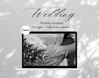 Elegant Wedding Website Template, Digital Wedding Invitation, Wedding Program, Wedding Timeline, Destination Wedding, Canva Website Template