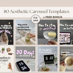 AESTHETIC Instagram Carousel Templates, MRR & PLR, Digital Marketing, Social Media Marketing Templates, TikTok Carousel, Faceless Marketing