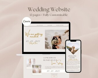 Customizable Wedding Website Template, Canva Design (Digital)