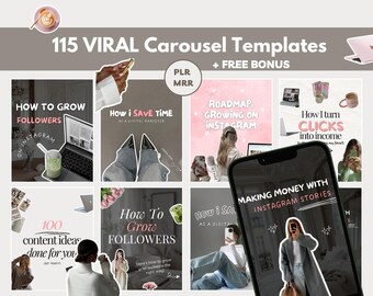 Viral Instagram Carousel Templates, Faceless Digital Marketing, MRR & PLR Digital Products, Social Media Templates, Social Media Growth, DFY