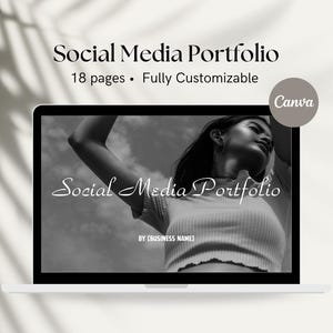 Social Media Portfolio Template, Minimal Social Media Manager Portfolio, Personalized Portfolio, Marketing Creators, Editable in Canva