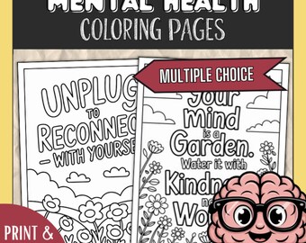 Folhas para colorir sobre saúde mental e motivação | Livro de colorir com citações inspiradoras para positividade e autocuidado