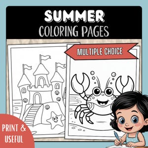 Feuilles de coloriage pour une journée à la plage : plaisirs d&#39;été pour les enfants (téléchargement numérique