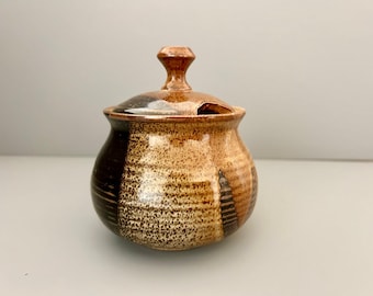 Pottery Sugar Bowl With Lid, Ceramic Decorative Rustic Kitchen Decor, Jar, Farmhouse Kitchen Container, Gift for Her  Shelf Table Display