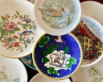 Ring Dish, Decorative Dish, Ring Holder, Vintage Wedding Ring Dish, Floral Porcelain Dish, Asian Jewelry Holder, Trinket Tray, Birthday Gift