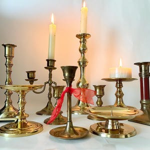Brass Candlestick Candelabra Mismatched  Votive Pillar Taper Candle Holder Mantel Shelf  Coffe table Decor Chamberstick  Wall Sconce