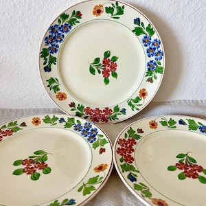 English Titian Ware Floral Plate Vintage Hand Painted Gallery Wall Display Dining  Dessert Salat Plate Bridal Party Baby Shower Gift for Her
