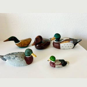 Vintage Duck or Bird Figurine Hand-Carved & Painted Wooden Brass Ceramic Bird  Wildlife Collectible Bird Sculpture Shelf Mantel Office Decor