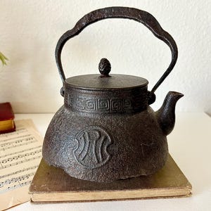 Antique Japanese Kettle Tetsubin Cast Iron Teapot Kitchen Display Shelf Coffe Table Mantel Decor Wabi Sabi Display Zen Corner gift for her