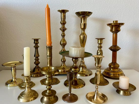 Brass Candle Holder, Victorian Candlestick,Wedding Table Decor, Vtg. Large or  Small  Candelabra, Mantel Tabletop Coffee table Chamberstick