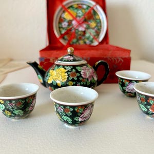 Mini Asian Tea set, Oriental Tea Set,  Chinese Tea Set, Collectable Tea Set, Porcelain Decorative Tea set Gift for Her Mom daughter  Wife