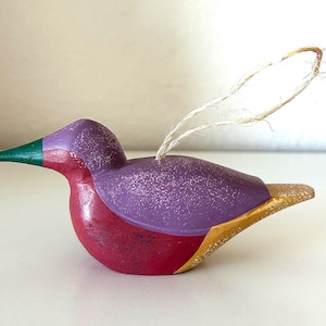 Vtg. Wooden Hummingbird Ornament Rustic Wildlife Tree Decoration Small Hanging Bird Figure Christmas Nature Decor Retro Forest Gift for him