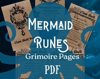 Mermaid Runes Grimoire, Spell Book, Sea Witch, Book of Shadows, Printable, Digital Download, PDF