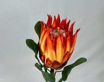 Artificial Orange Protea Stem - Large Tropical Flower