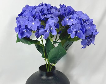 Artificial Blue Hydrangea Stem: Silk Floral Arrangement, Wedding Decor