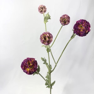Plum Ranunculus Stem: Purple Faux Flower, Wedding Bouquet