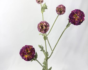 Plum Ranunculus Stem: Purple Faux Flower, Wedding Bouquet