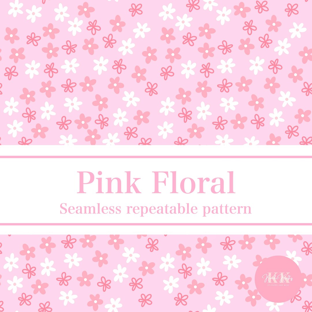 Pink Floral Seamless Pattern: Spring Fabric Design (PNG, JPEG Digital ...