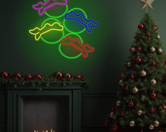 Ninja Turtles Neon Sign, Game Neon Sign, Christmas Housewarming Gifts Neon Wall ART LED, Custom Neon Sign Gifts for Kids Turtle Neon Light