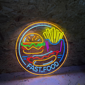 Fast Food Neon Sign: Retro Diner LED Wall Art