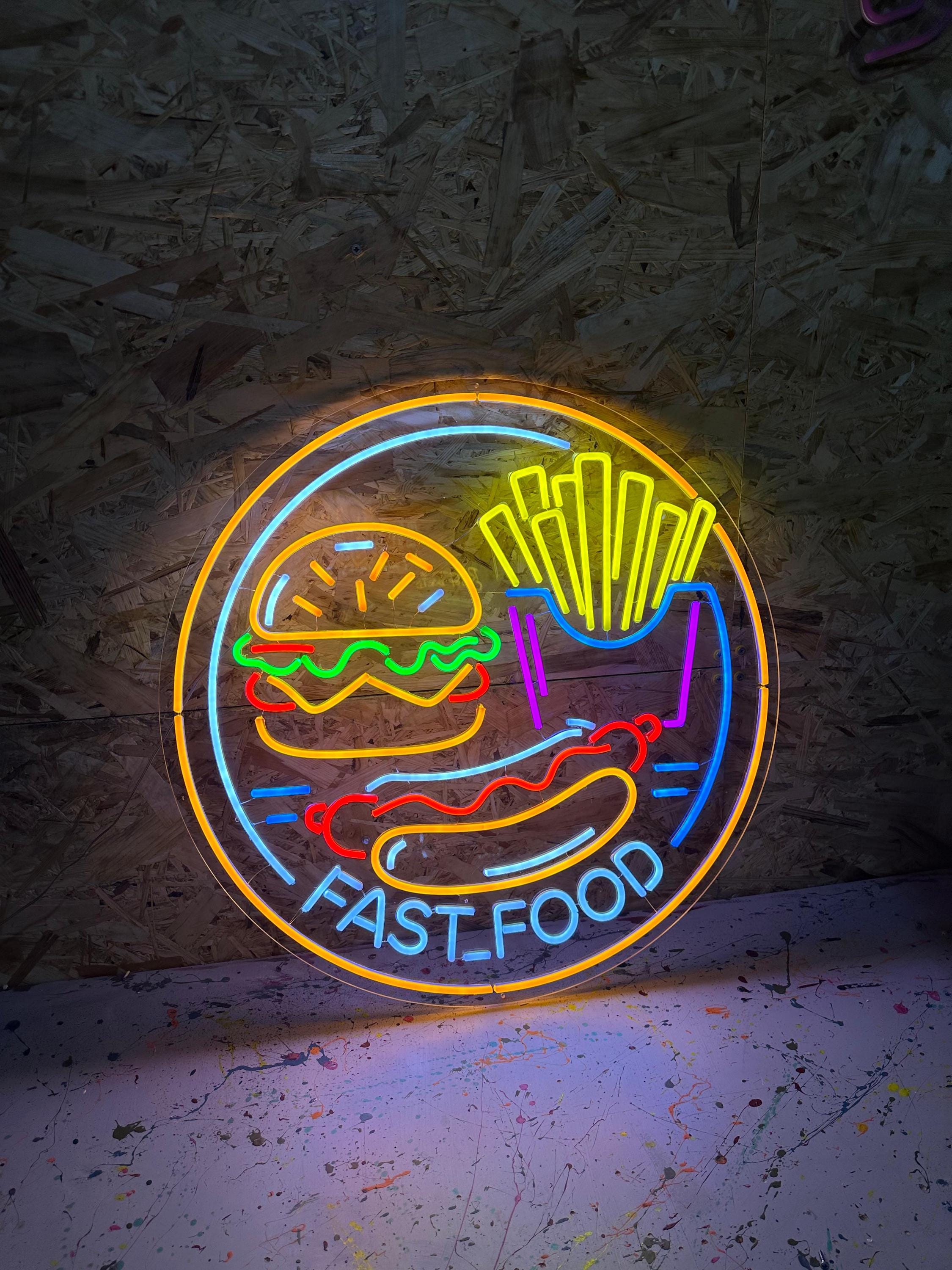 Hot Dogs壁装飾ネオンサイン、ファーストフードレストランデュアル