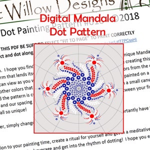 Digital Dot Mandala Pattern Red, White & Blue Wine Glass image 1