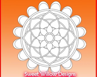 Digital Mandala Design Coloring Page/Printable Set for Mandala Dot Painting, Coloring and Doodling - 4", 6", 7", 8" and 11" Formats Included