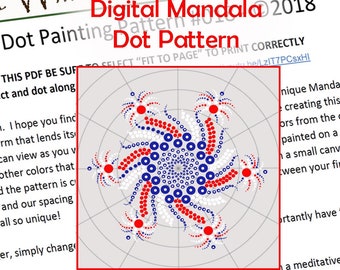 Digital Dot Mandala Pattern  - Red, White & Blue Wine Glass