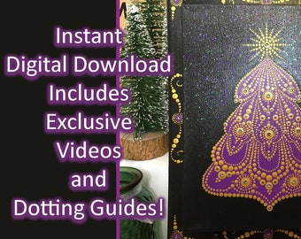 Digital Mandala Dot Painting 2019 Christmas Dotting Festival - Gilded Purple Christmas Tree