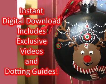 Digital Mandala Dot Painting 2019 Christmas Dotting Festival - Rudolph Ornament Digital Pattern