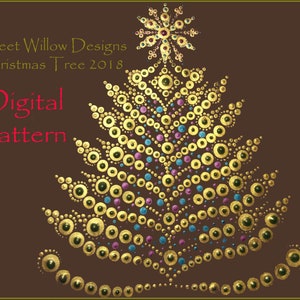 Digital Pattern Mandala Dot Painting Gold Elegance Christmas Tree 2018