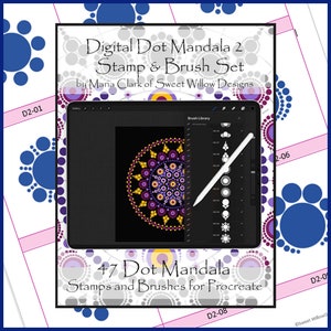 Procreate Brushset - SWD Mandala Dot Painting Brush Pack Set 2 - 47 Dot Painting Stamps and Brushes