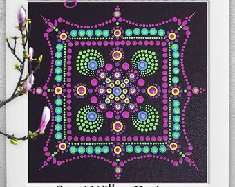 DIGITAL PATTERN -  Mandala Dot Painting "Square 1" Pattern by Maria Clark of Sweet Willow Designs