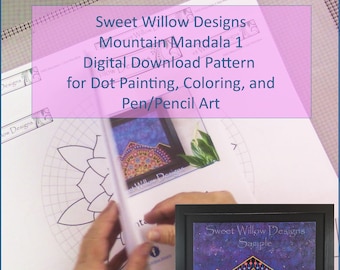 DIGITAL DOWNLOAD SWD Mountain 1 Dot Mandala Design Set for Mandala Dot Painting, Coloring, Doodling - 2 Formats Included