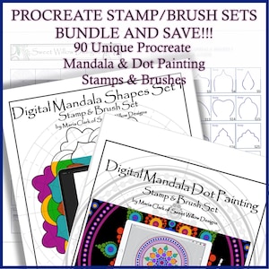 Procreate Brushset Bundle and Save!!! - SWD Mandala Shapes Set 1  BrushSet and SWD Dot Mandala BrushSet - 90 Procreate Stamps and Brushes