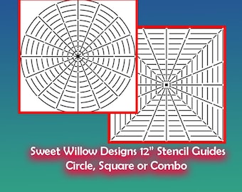 Mandala Guideline Stencil - 12" x 12" Choice of Circle, Square or Combo Set for Dot Mandala, Mandala, Mixed Media