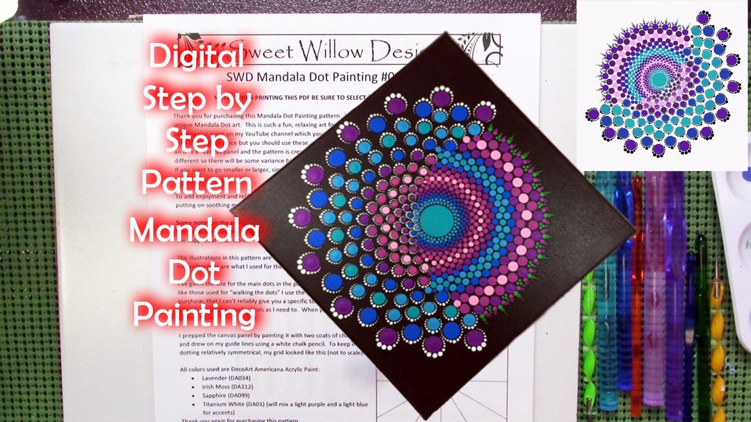Digital Mandala Dot Painting #014 Pattern - 12" X 12" Canvas - Color ...